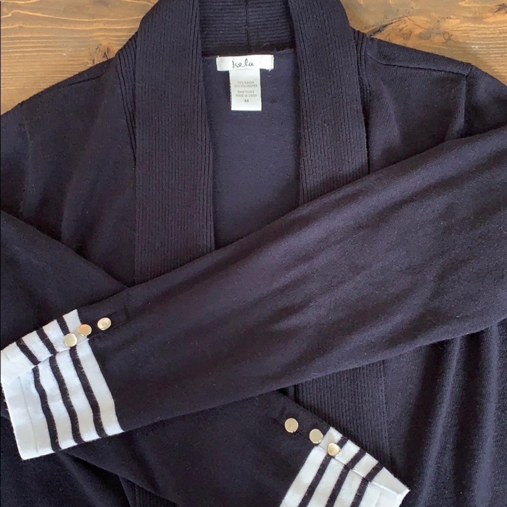 Open Front Striped Cardigan